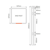 EAST HAMPTON PVC END POST - 127 x 127 x 2500mm, 7 Year Warranty